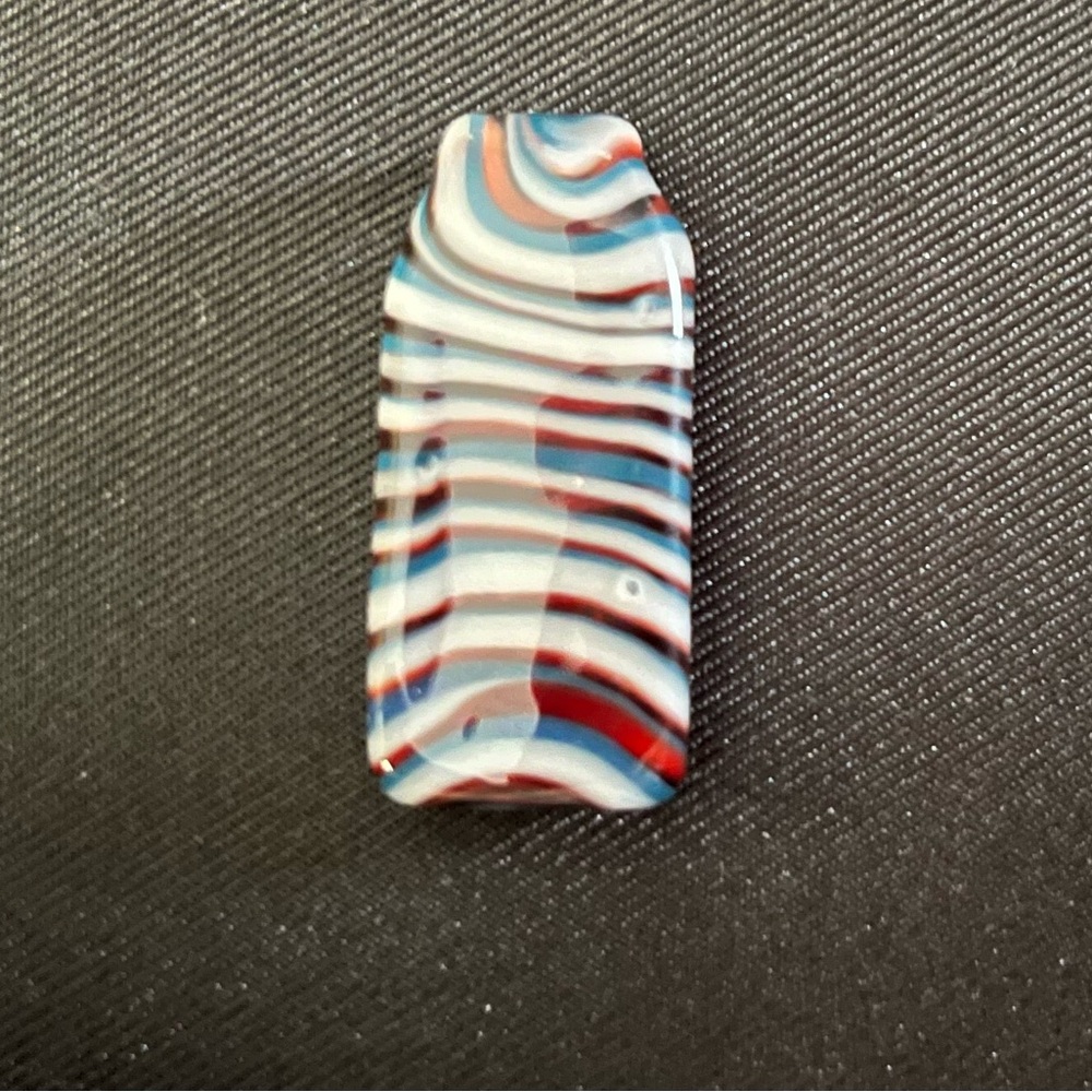 Vintage Striped Glass Pendant in White, Blue & Red
